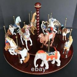 1988 Franklin Mint Treasury Of Carousel Art Complete Set 12 Animals, Base, COA