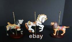 1988 Franklin Mint Treasury Of Carousel Art Complete Set 12 Animals, Base, COA