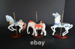 1988 Franklin Mint Treasury Of Carousel Art Complete Set 12 Animals, Base, COA