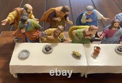 1989 14 pc Franklin Mint Porcelain Last Supper Set by Gianni Benvenuti & Base