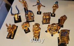 1989 Franklin Mint King Tut Set of 12 Figurines Gold Plated