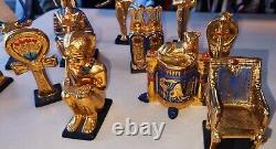 1989 Franklin Mint King Tut Set of 12 Figurines Gold Plated