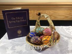 1990 Faberge Spring Egg Basket 9 Eggs Porcelain & COA Franklin Mint