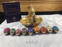 1990 Faberge Spring Egg Basket 9 Eggs Porcelain & COA Franklin Mint