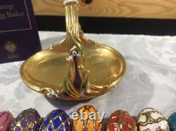 1990 Faberge Spring Egg Basket 9 Eggs Porcelain & COA Franklin Mint