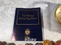 1990 Faberge Spring Egg Basket 9 Eggs Porcelain & COA Franklin Mint