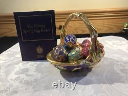 1990 Faberge Spring Egg Basket 9 Eggs Porcelain & COA Franklin Mint