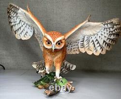 1990 Franklin Mint BIRD Sculpture THE SCREECH OWL with Base