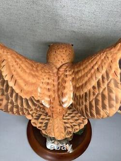 1990 Franklin Mint BIRD Sculpture THE SCREECH OWL with Base