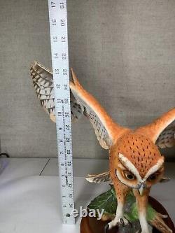 1990 Franklin Mint BIRD Sculpture THE SCREECH OWL with Base