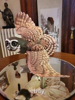 1990 Franklin Mint Spectacled Owl Fine Porcelain Sculpture, perfect cond, signed