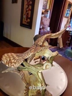 1990 Franklin Mint Spectacled Owl Fine Porcelain Sculpture, perfect cond, signed