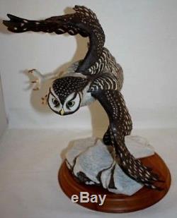 1990 Franklin Mint The Hawk Owl By George Mcmonigle Porcelain Sculpture Figurine
