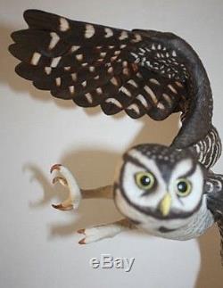 1990 Franklin Mint The Hawk Owl By George Mcmonigle Porcelain Sculpture Figurine