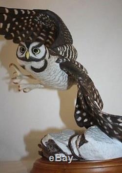 1990 Franklin Mint The Hawk Owl By George Mcmonigle Porcelain Sculpture Figurine