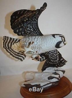 1990 Franklin Mint The Hawk Owl By George Mcmonigle Porcelain Sculpture Figurine