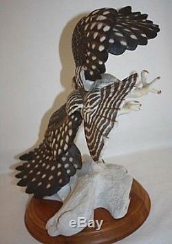 1990 Franklin Mint The Hawk Owl By George Mcmonigle Porcelain Sculpture Figurine