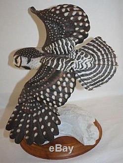 1990 Franklin Mint The Hawk Owl By George Mcmonigle Porcelain Sculpture Figurine