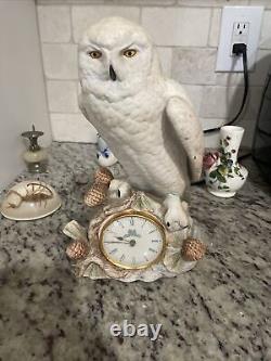 1990 The Snowy Owl Fine Porcelain Clock, Franklin Mint, Raymond Watson