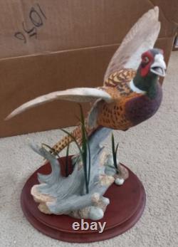 1991 Franklin Mint Ring Tail Pheasant Sculpture With Stand And Coa