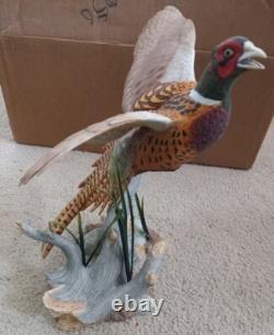 1991 Franklin Mint Ring Tail Pheasant Sculpture With Stand And Coa
