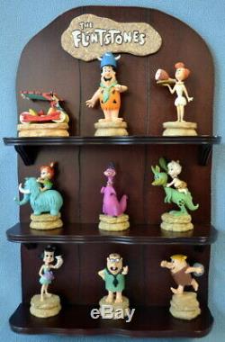 1994 The Franklin Mint The Flintstones 9 Figurine Set With Display, COA, & Boxes