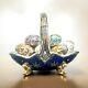 1996 Franklin Mint Faberge Winter Egg Basket 9 Eggs 24 Kt Gold Accent