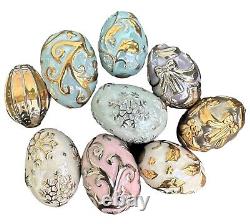 1996 Franklin Mint Faberge Winter Egg Basket 9 Eggs 24 Kt Gold Accent