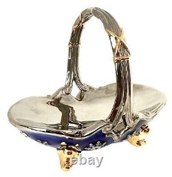 1996 Franklin Mint Faberge Winter Egg Basket 9 Eggs 24 Kt Gold Accent