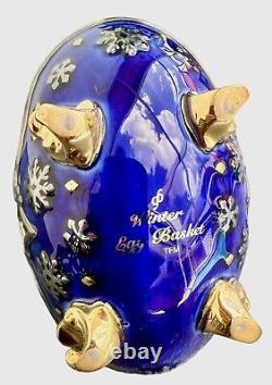 1996 Franklin Mint Faberge Winter Egg Basket 9 Eggs 24 Kt Gold Accent
