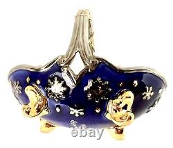 1996 Franklin Mint Faberge Winter Egg Basket 9 Eggs 24 Kt Gold Accent