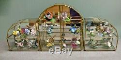 19 Vintage Franklin Mint Porcelain Butterflies of the World with 3 Display Cases