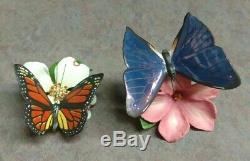 19 Vintage Franklin Mint Porcelain Butterflies of the World with 3 Display Cases