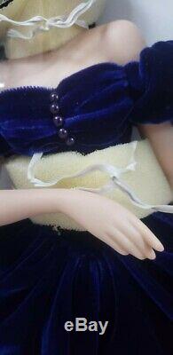 23 in. Porcelain/cloth Franklin Mint Scarlett doll Blue Dress Gone with the Wind