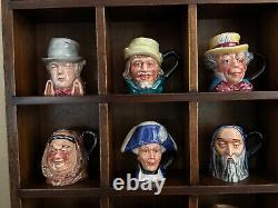 25 Miniature Toby Jugs-Signed by Peter Jackson- withDisplay Case- Made in Malaysia
