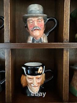 25 Miniature Toby Jugs-Signed by Peter Jackson- withDisplay Case- Made in Malaysia