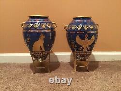 2 Franklin Mint 24kt gold Egyptian Vases fine porcelain, Roushdy Iskander Garas