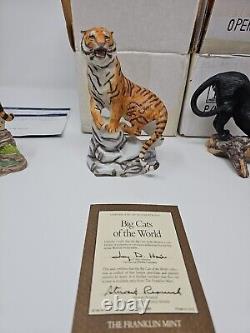 4 Cats Of The World Collection By Franklin Mint Cheetah, Panther, Jaguar, Tiger