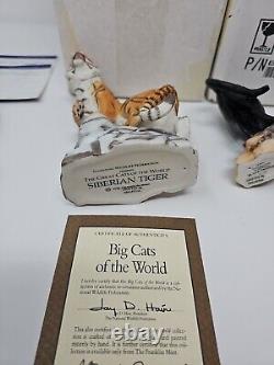 4 Cats Of The World Collection By Franklin Mint Cheetah, Panther, Jaguar, Tiger