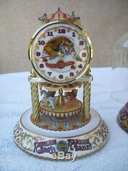 4 Original Work of Art Anniversary Porcelain Carousel Clocks Franklin Mint