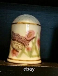 50 Franklin Mint Butterfly State thimble collection Helen Hall with display
