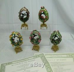 5- Franklin Mint House Of Faberge Porcelain Bird Eggs HUMMING BIRDS