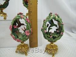 5- Franklin Mint House Of Faberge Porcelain Bird Eggs HUMMING BIRDS