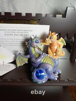 6 Franklin Mint Mood Dragons COMPLETE Mommy & Baby Set with Display Case