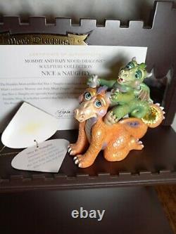 6 Franklin Mint Mood Dragons COMPLETE Mommy & Baby Set with Display Case
