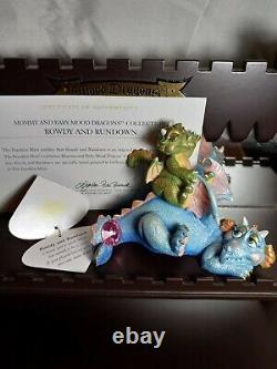 6 Franklin Mint Mood Dragons COMPLETE Mommy & Baby Set with Display Case