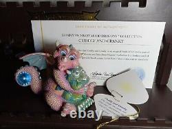 6 Franklin Mint Mood Dragons COMPLETE Mommy & Baby Set with Display Case