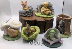 6-VINTAGE WOODLAND SURPRISES Animals JACQUELINE B SMITH 1984 PORCELAIN