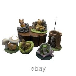 6-VINTAGE WOODLAND SURPRISES Animals JACQUELINE B SMITH 1984 PORCELAIN