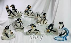 8 Cute Franklin Mint Penguins 1987-1982 Adorable Holiday Antics Abound